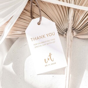 Beige and White Wedding Favour / Thank You Tags Template - Neutral Tones - Printable Tags - 2x3.5&quot; - N02