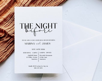 Rehearsal Dinner Invitation Template - Black and White - Instant Download - 5x7 - A5 - N024