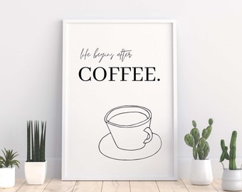 Printable Wall Art Life Begins After Coffee Bedroom Decor Printable Wall Art Life Begins After Coffee Bedroom Decor