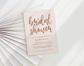 Editable Bridal Shower Invitation With Handwritten Style Font - Neutral Tones - Instant Download - 5x7 - Beige and Brown N03