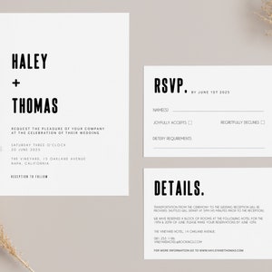 Modern and Minimalistic Editable Wedding Invitation Suite - Edit with Corjl