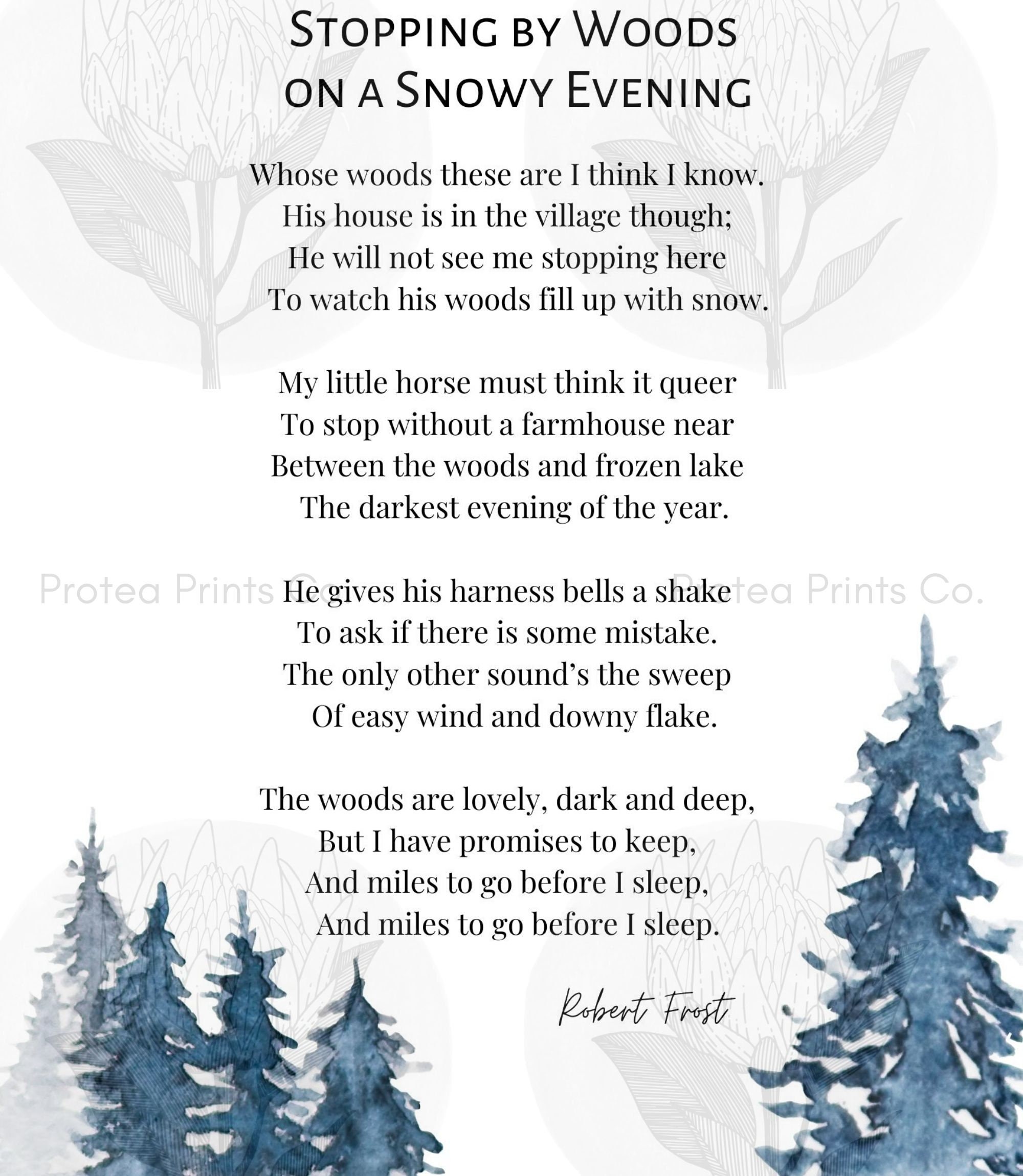 Robert Frost Stopping by Woods on a Snowy Evening Poem Etsy