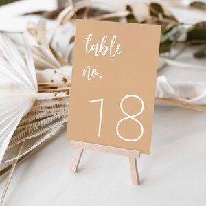 Beige and White Editable Table Numbers Template - Neutral Tones - Printable Table Numbers - 4x6 - 5x7 (with alternate color option) N02
