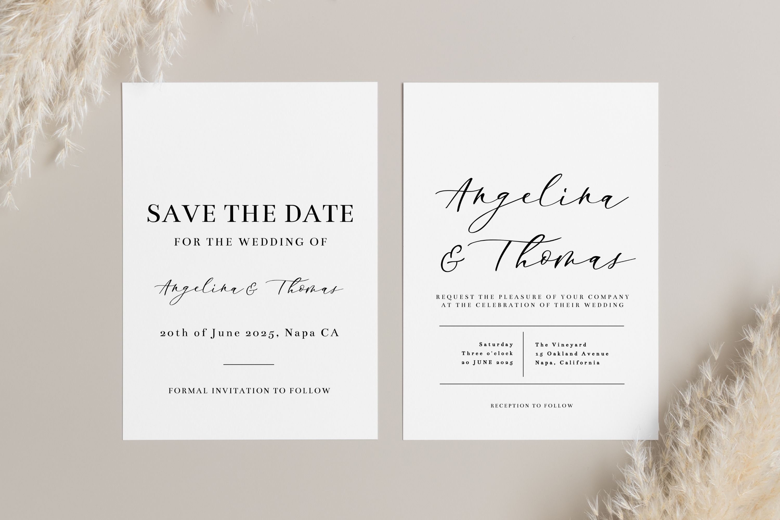 Matching Save the Date and Invitation Set Minimalist and Etsy