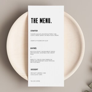 Modern Minimalist Menu - Editable with Corjl - 4x9