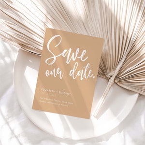 Editable Modern Save the Date With Handwritten Style Font - Beige / Neutral Tones - Instant Download - 5x7 N02