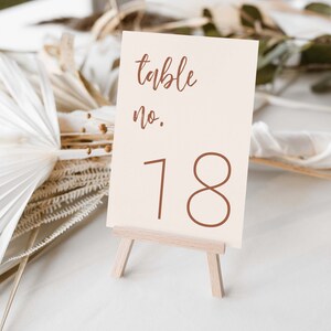 Beige and Brown Editable Table Numbers Template - Neutral Tones - Printable Table Numbers - 4x6 - 5x7 (with alternate color option) N03