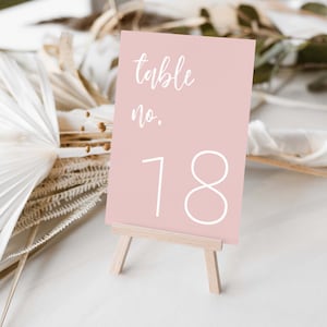 Blush Pink and White Editable Table Numbers Template - Light Pink - Printable Table Numbers - 4x6 - 5x7 N06