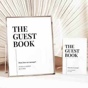 Modern Black and White Guest Book Sign - Editable Sign Template - Wedding  Guestbook Sign N011