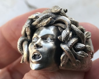 Medusa (Gorgon) Ring with Diamonds