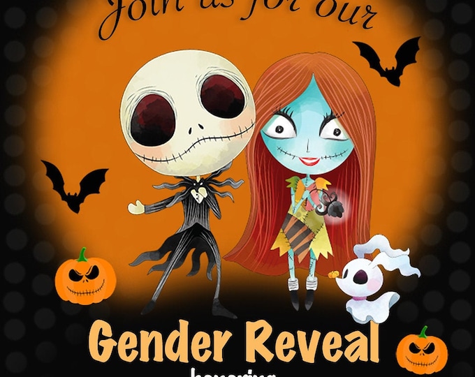Nightmare Before Christmas Gender Reveal Birth Announcement Etsy