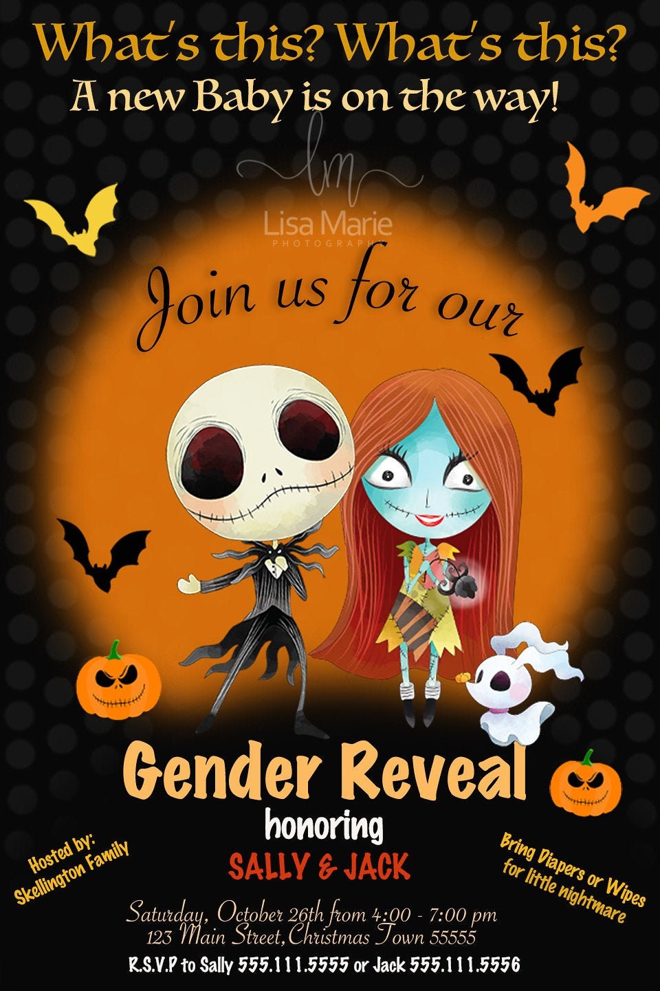 Nightmare Before Christmas Gender Reveal Birth Announcement | Etsy