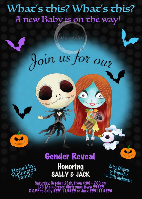 Nightmare Before Christmas Gender Reveal Birth Announcement - Etsy