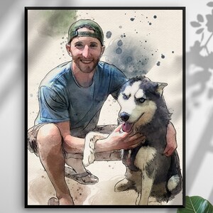 Custom Pet and Owner Portrait, Pet portrait, Dog Portrait, Cat portrait, Pet Memorial, Owner And Pet Portrait