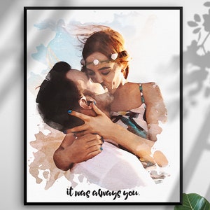 Custom Couple Portrait, Anniversary Gift, Personalized Couple Gift, Portrait From Photo,  Custom Couple Painting, 1st anniversary Portrait