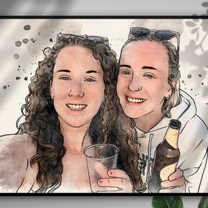Besties Print, Best Friend Portrait, Best Friends Gift, Friends Portrait, Personalized Portrait, Printable portrait, Family Portraits