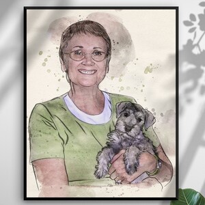 Pet and Owner Portrait, Pet Family Portrait, Pet Portrait, Custom Dog Portrait