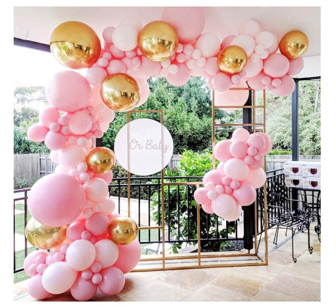 24 Pink and Gold Balloons Arch Kit with Macaron Balloon for Etsy