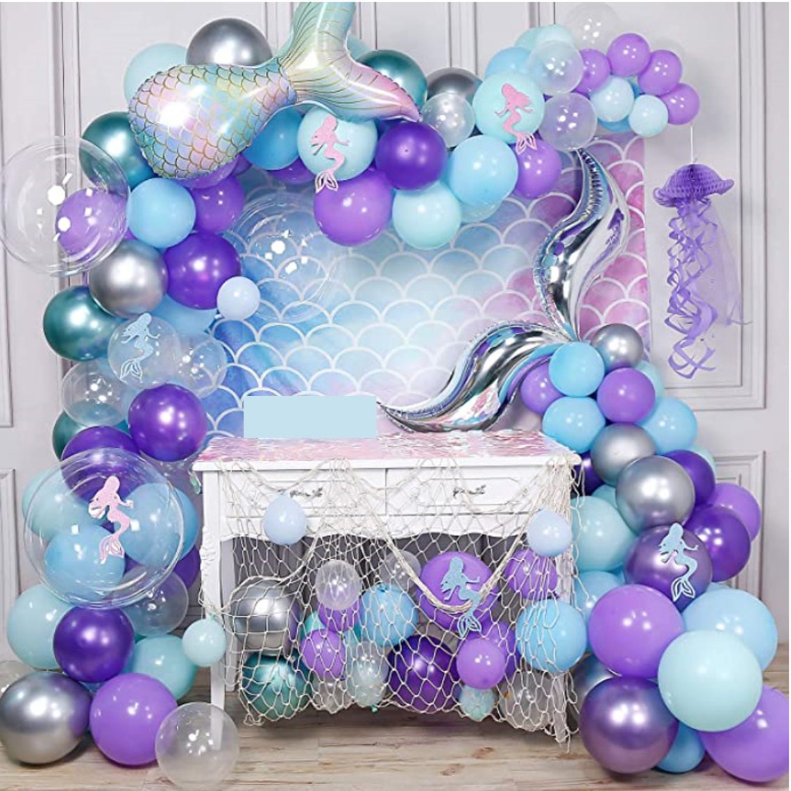 Mermaid Balloons Garland Kit 180pcs Mermaid Backdrop Mermaid | Etsy