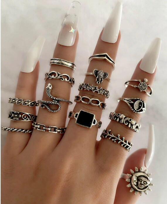 Women Charm Accessories Jewelry New Punk Cuff Finger Ring Set Jewelry Gifts UK