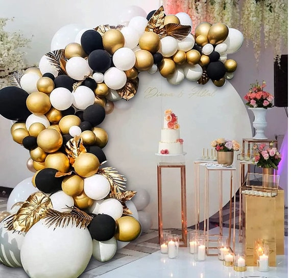Paper & Party Supplies 125pcs Black Gold White Balloon Arch Kit for ...