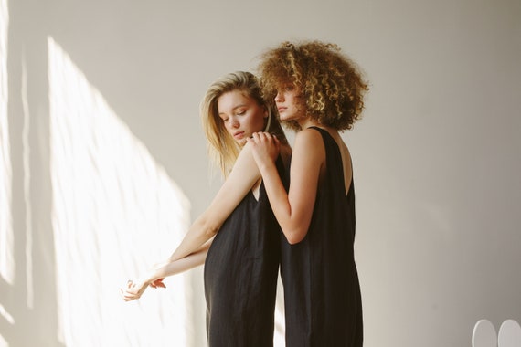 black linen jumpsuit womens