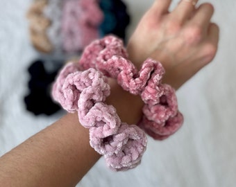 VELVET SCRUNCHIE // Cravate à cheveux en velours // Cravate à cheveux au crochet // Bande de cheveux au crochet