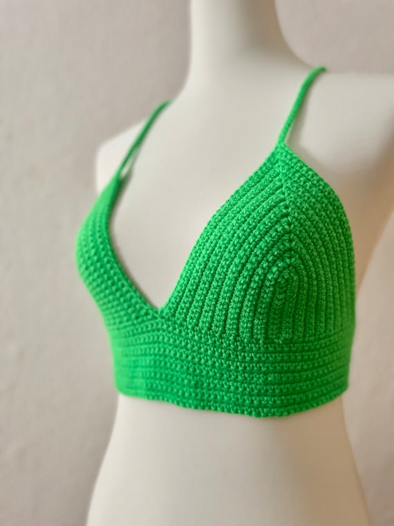 S // CROCHETED TOP NEON GREEN // Crocheted Top // Crochet Bralette