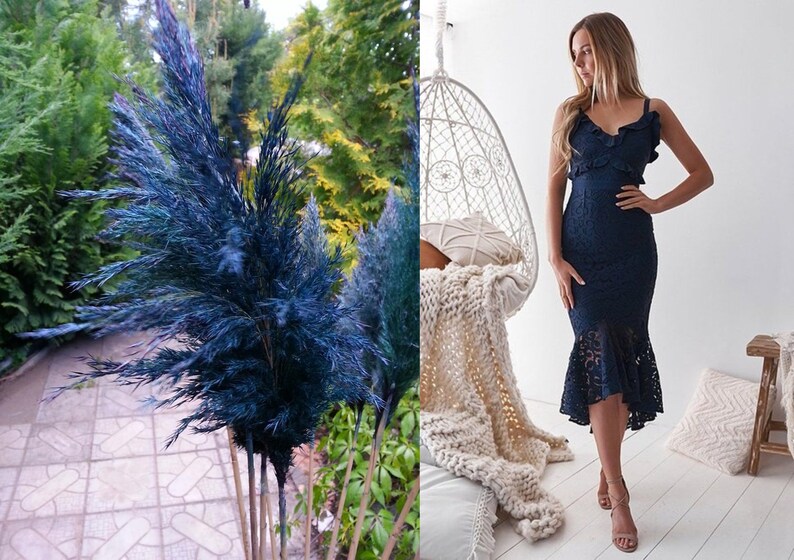 PAMPAS GRASS Navy Blue/ONE1Stem/Wedding arch/Tall Etsy