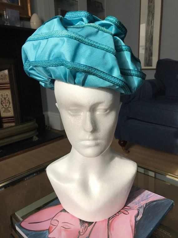 1960s Vintage Ladies Silk Turquoise Blue Hat - Etsy display picture 1