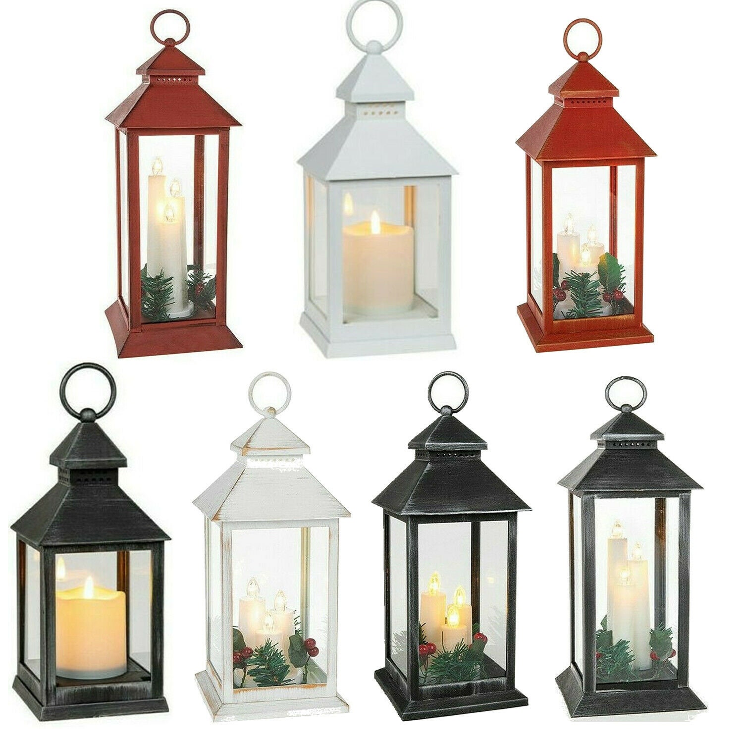 Flame Effect Flickering Indoor LED Battery Powered Hanging Candle Lantern Home 