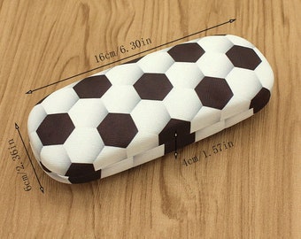 Hard Shell Snap Shut Football Spectacle Glasses Case With Cleaning Cloth