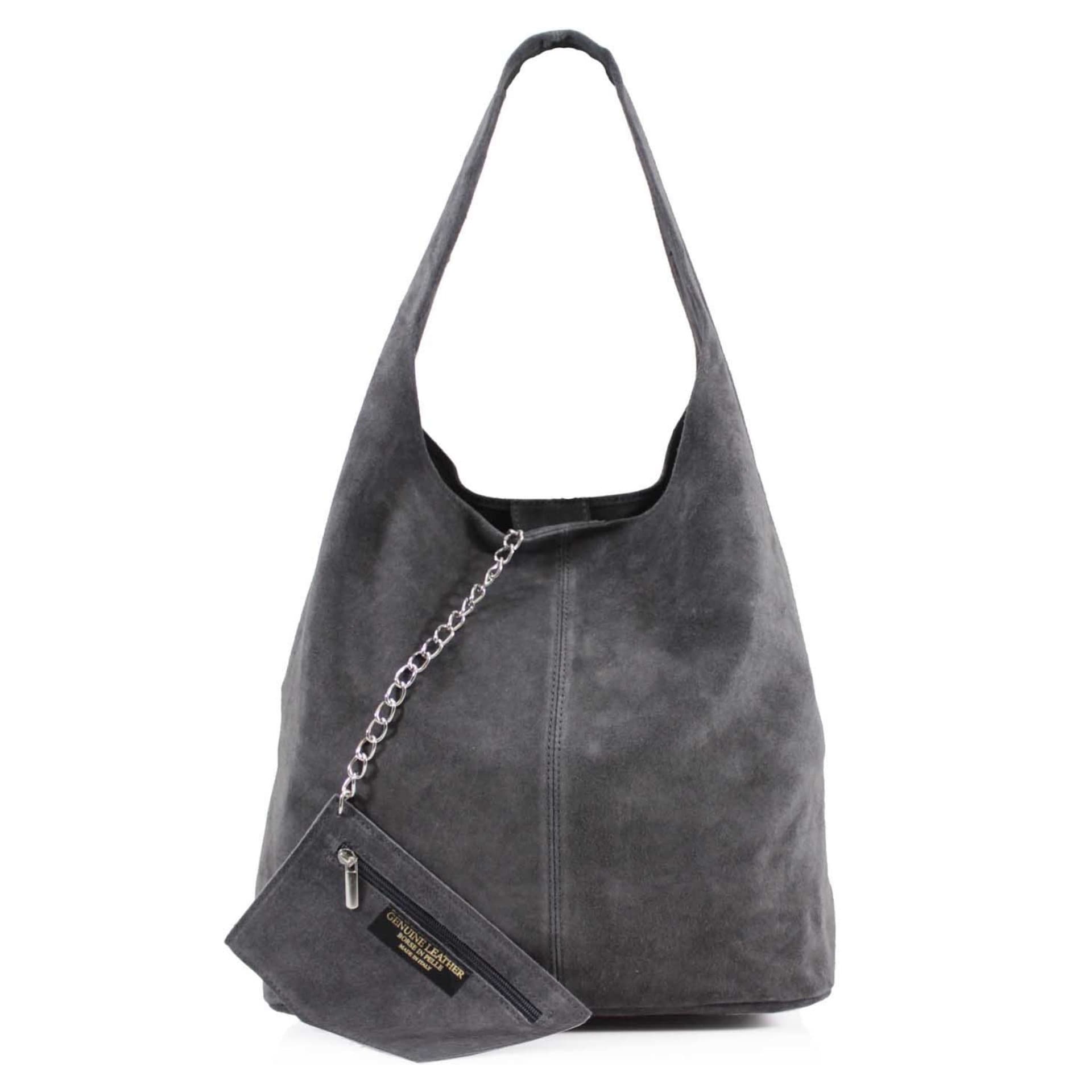 Italian Leather Suede Shoulder Hobo Bag Etsy
