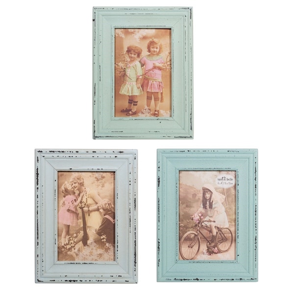 Shabby Chic Gris Vert ou Cadre Photo 6" x 4"