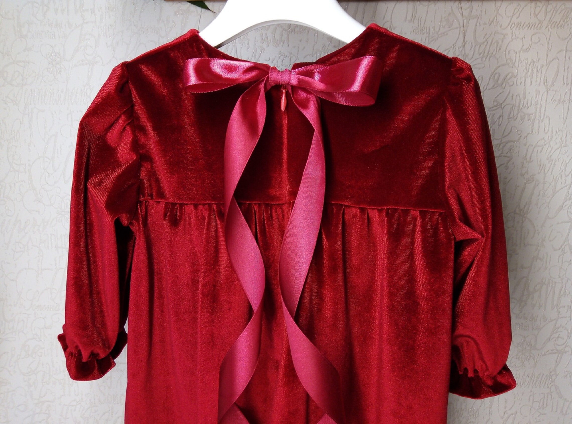 Red velvet girl dress Baby birthday dress Stretch velvet Etsy