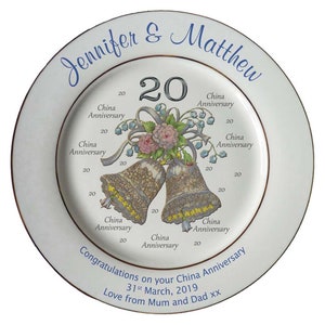 All About Names Personalised Bone China Plate China - Hearts Design 20th Anniversary All About Names Personalised Bone China Plate China - Hearts Design 20th Anniversary
