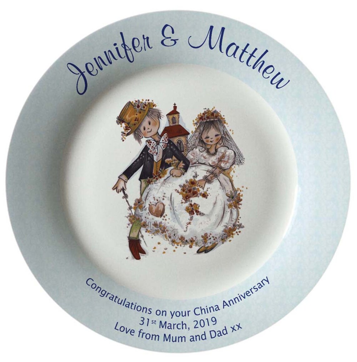 Personalised Wedding Anniversary Bone China Plate Bride And Etsy