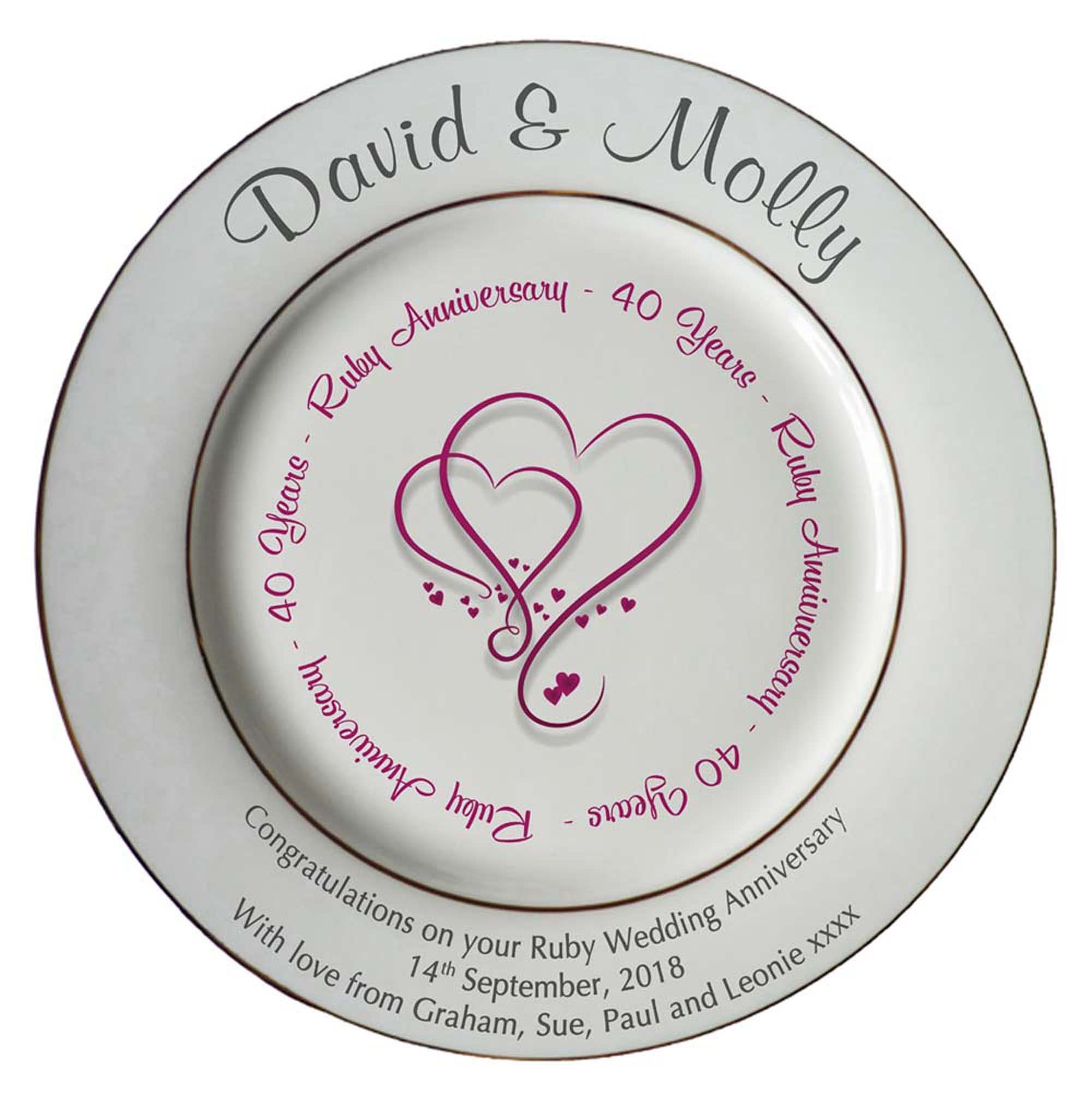 Personalised Ruby Wedding 40th Anniversary Bone China Plate Etsy