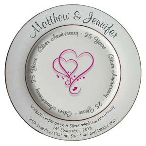 All About Names Personalised Bone China Plate China - Hearts Design 20th Anniversary All About Names Personalised Bone China Plate China - Hearts Design 20th Anniversary