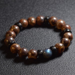 Tibetan Agate Beaded Bracelet,10mm Agate Beaded Bracelet Men Women,Meditation Chakra Beaded Bracelet,Mens Bracelet, Buddha Bracelet Gift