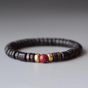 Pulsera de budismo tibetano, pulsera de cuentas de latón y madera de coco, pulsera de oración y meditación, pulsera para hombre, pulsera de yoga de Buda, regalo para él