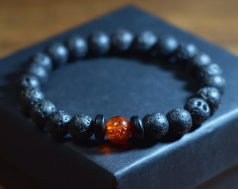 3 types de bracelets de perles pour homme, bracelet pour homme en pierre, verre de sable doré et bracelet en pierre de lave, bracelet de perles pour homme, cadeau bijoux pour homme pour homme