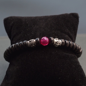 Buddhist Bracelet,Tibetan Wooden Bracelet,Ruby Beaded Bracelet,Anxiety Bracelet,Yoga Bracelet,Gift for Men,Anniversary Gifts,Mens Bracelet