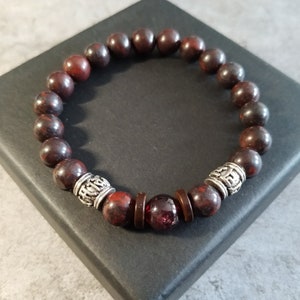 Bloodstone Beaded,Tibetan bracelet Yoga Mala,Natural Garnet Stone Bracelet Mens ,Gift for Men Husband ,Yoga Healing