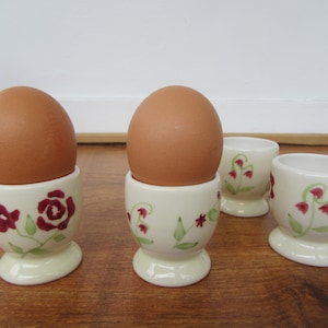 Egg Cups - Set of 4 Ceramic Egg Cups,Hand Painted Vintage Egg Cups.