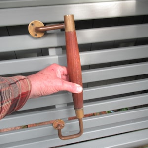 Mid Century Large Teak and Brass Door Pull Handle
