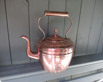 Antique 19th century copper and brass kettle - Farmhouse - Rustic Kitchen Decoration