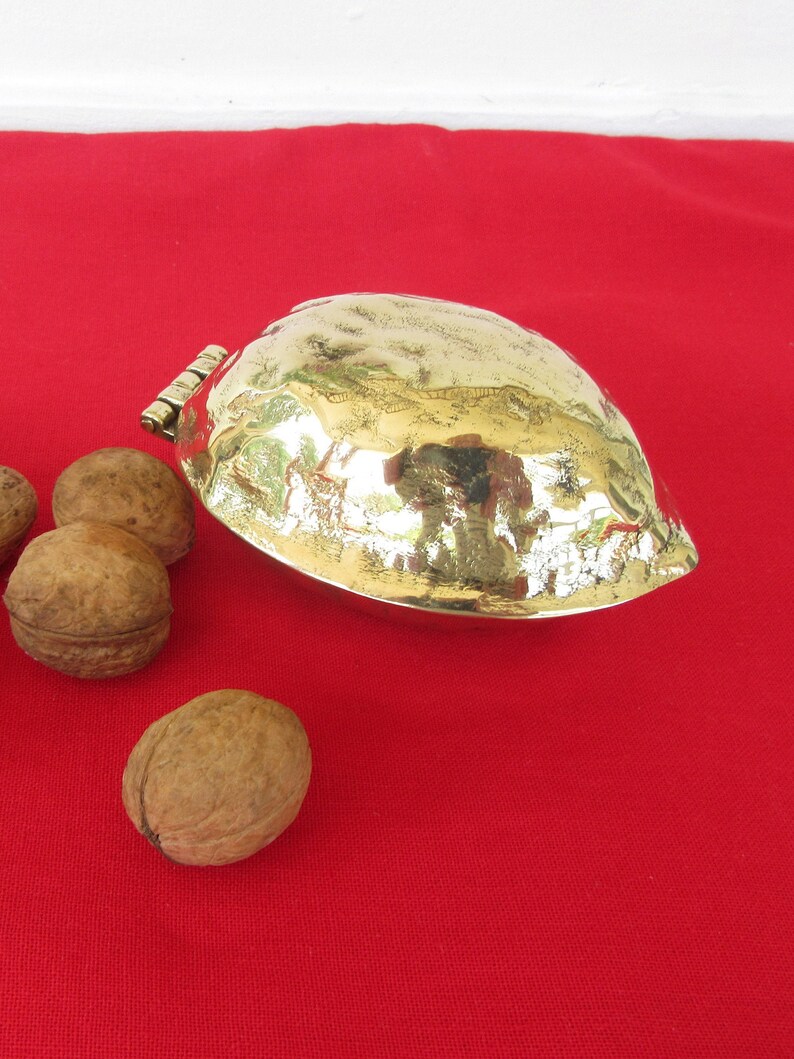 Vintage Brass Nutcracker Walnut Shaped Hinged Nut Cracker Etsy