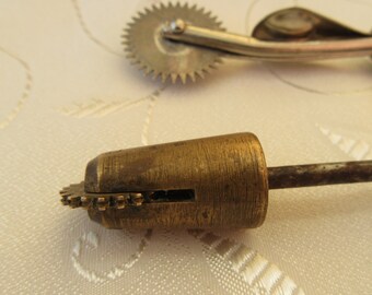 2 x Vintage Leather Workers Sewing Stitch Markers - Tracing Wheels with Wooden Handles.