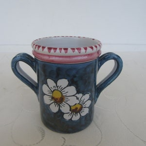 Vintage Vietri Cassetta Italian Pottery - Loving Cup - double handled Ceramic Mug / Cup